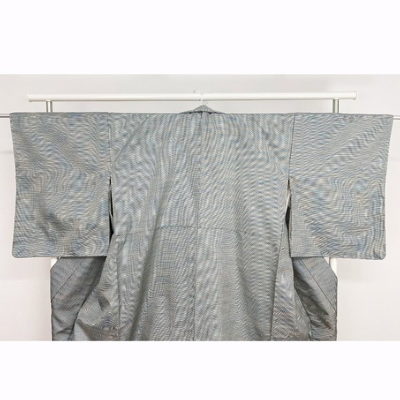 Vintage Blue ORI Woven Unisex Kimono, Long Authentic Japanese Silk Kimono - Picture 16 of 16